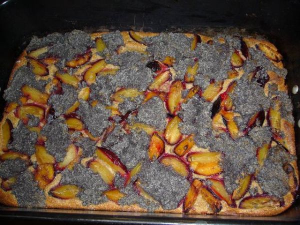 jogurtový koláč - celozrnná varianta (s mákem a švestkami)