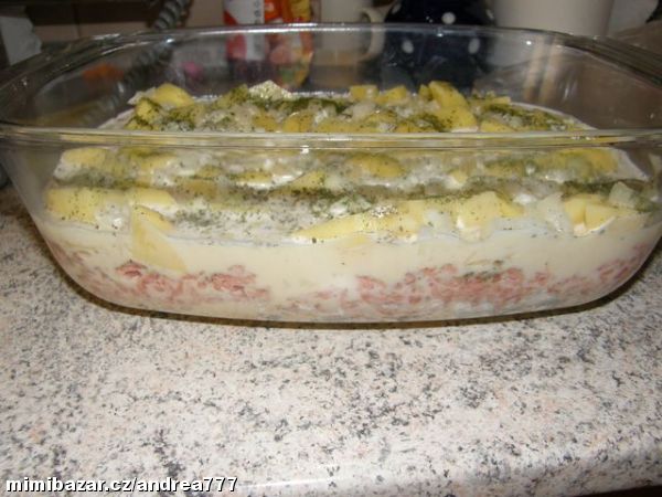 Zapečené mleté s bramborama