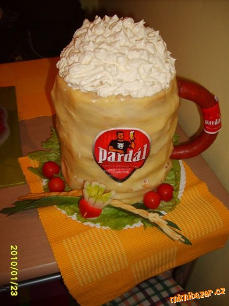 slaný dort - 1.pivo "Pardálek" pro manžela k narozeninám