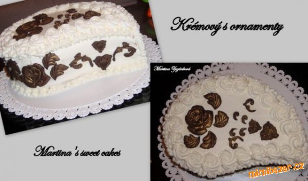 Krémový s ornamenty z čokolády