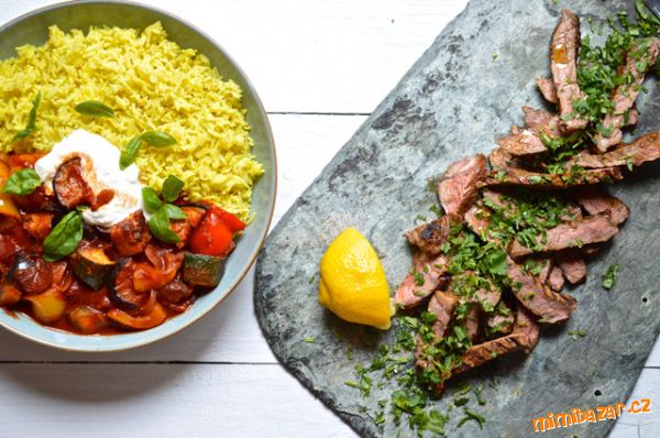 Zeleninové ratatouille a steak
