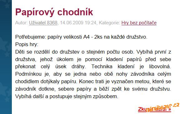 Papírový chodník - NEJOBLÍBENĚJŠÍ A NEJZÁBAVNĚJŠÍ :-)