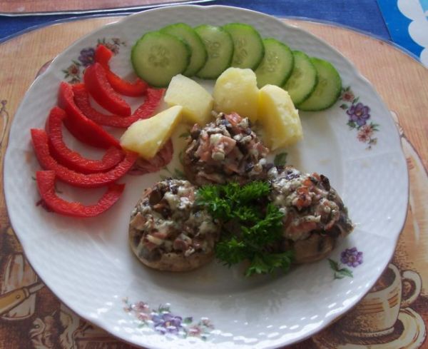 Zapečené žampiony s nivou