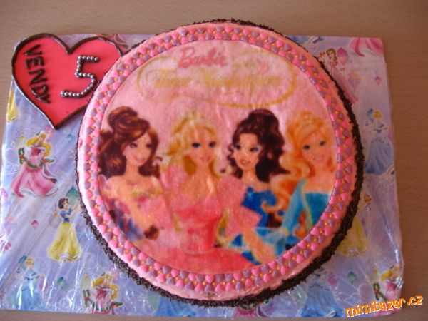 Dortík Barbie s jedlým papírem +VÝBORNÝ JAHODOVÝ KRÉM
