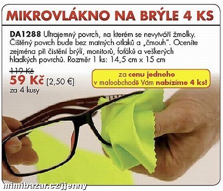 MIKROVLÁKNO NEJEN NA BRÝLE, ALE TŘEBA NA TV - 4 KS