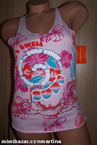 Značkové růžové tílko PIMKIE s potiskem, vel. L