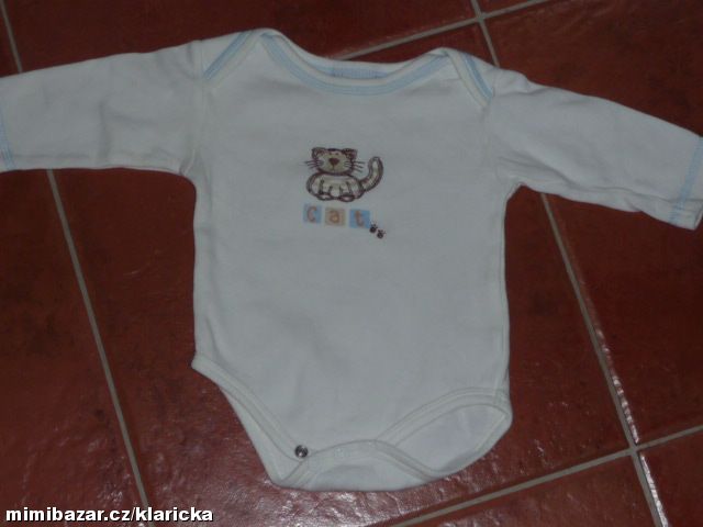 Bílé bodýčko s kočičkou