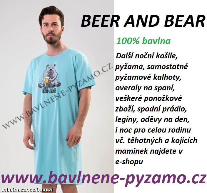 Pánská noční košile krátké rukávy Beer and Bear