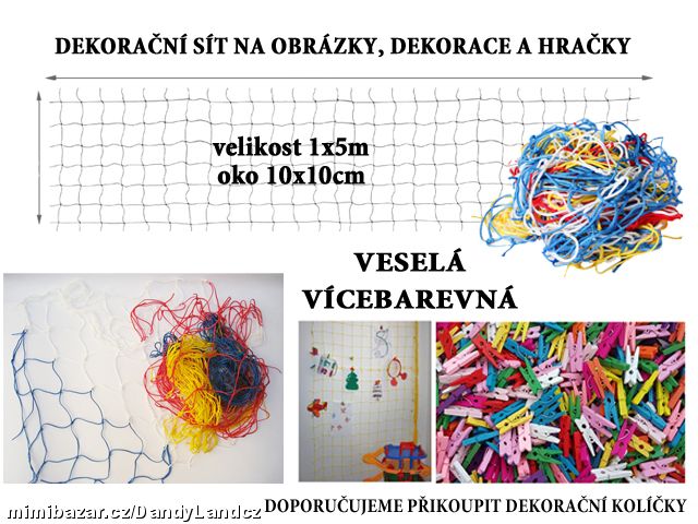 NOE-Síť dekorační veselá barevná 5x1 m
