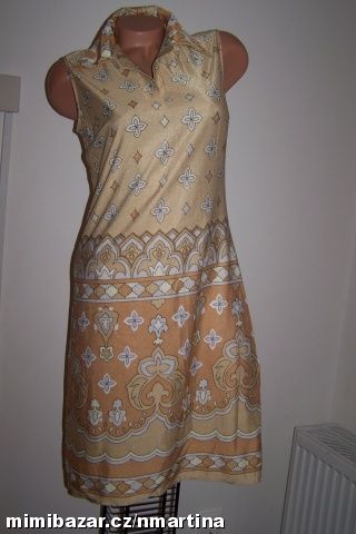 Béžové šaty bez rukávů, vel. M-L (38-40)