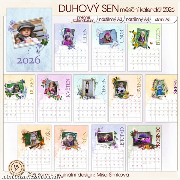 Kalendář 2026-Duhový sen s přehledným kalendáriem