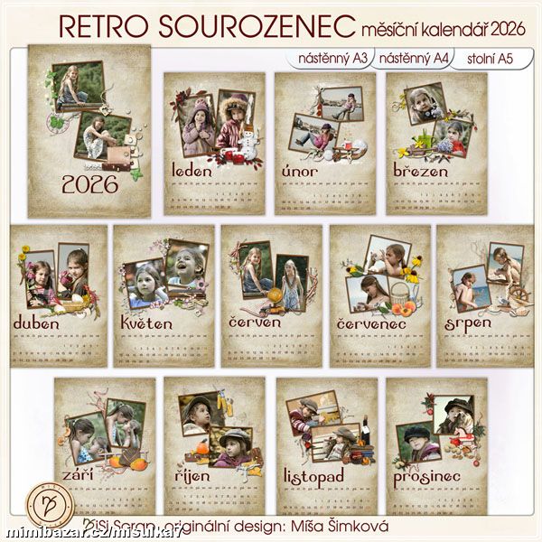 kalendář 2026 - Retro sourozenec