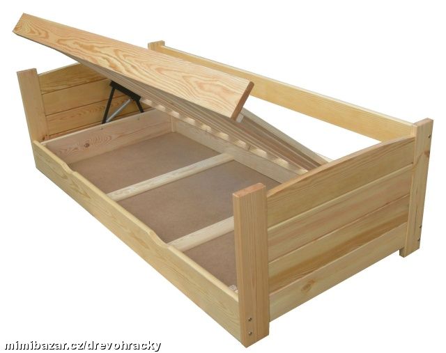 Dřevěná postel s úložným prostorem Twardziel ch 80