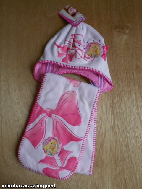 LUXUSNÍ KOMPLET - ŠÁLA A ČEPICE BARBIE /K361/