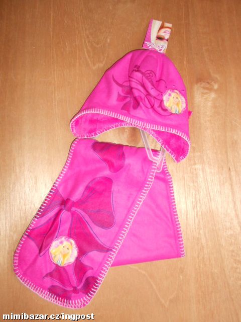 LUXUSNÍ KOMPLET - ŠÁLA A ČEPICE BARBIE /K604/