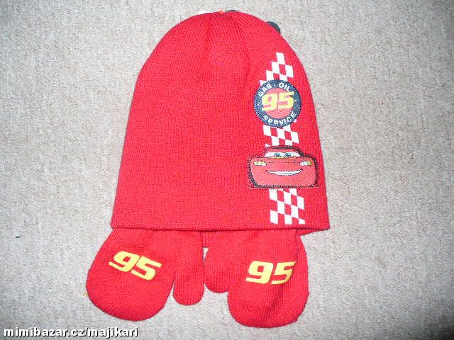 Čepice + rukavice Cars, Disney vel.92