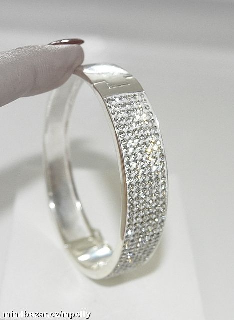 Luxusní stříbný náramek s kamínky Swarovski -NOVÝ!