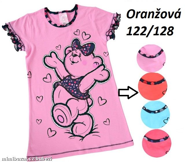 DĚTSKÁ NOČNÍ KOŠILE KRÁTKÝ RUKÁV-BAVLNĚNÁ-MEDVÍDEK