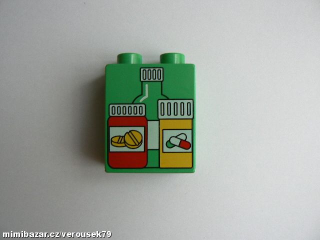 Duplo - 1x2 vysoká zelená potisk léky