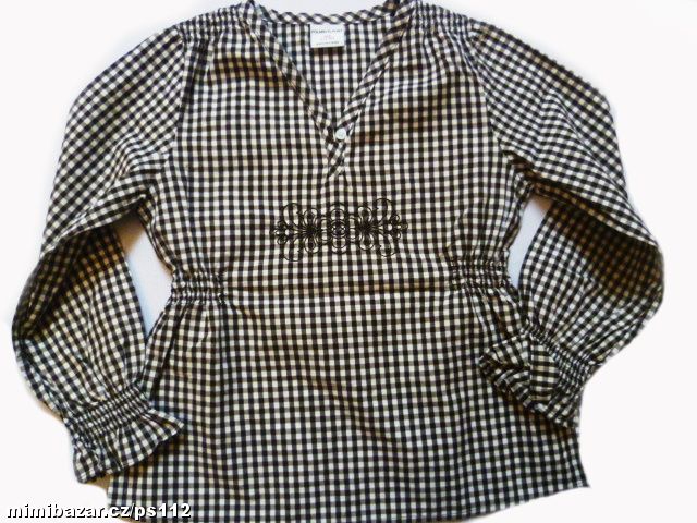 krásná károvaná halenka s kytičkami vel. 104/110