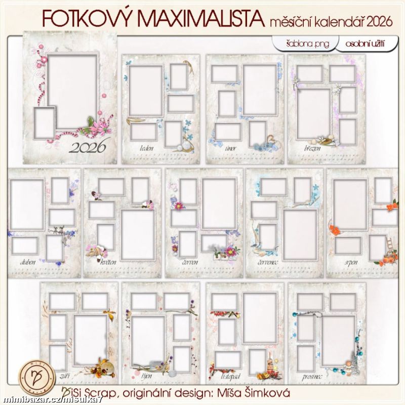 Kalendář 2026 - Fotkový maximalista - šablona