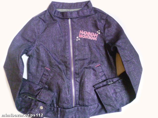 třpitivá fialová riflová bunda vel. 104