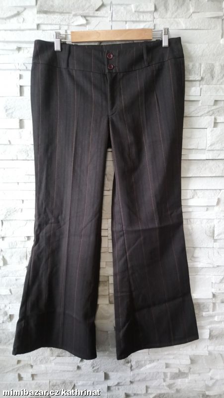 Hnědé kalhoty s proužkem Tutto, vel. 40 - L