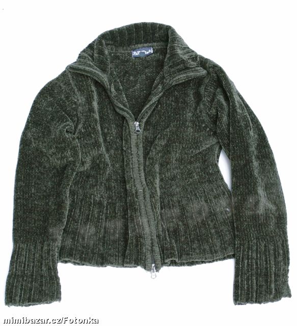 ZELENÝ KHAKI SVETR NA ZIP S LÍMCEM, vel. 152
