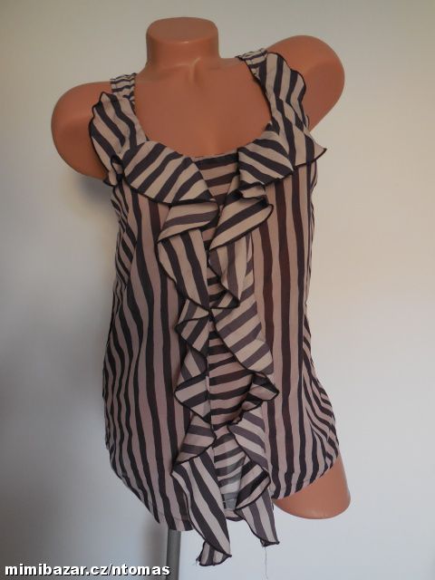 Poloprůhled ný top s fiži, TOPSHOP, v.38