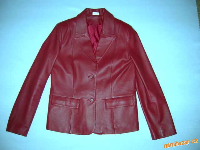 Kožené vínové sako vel. 38