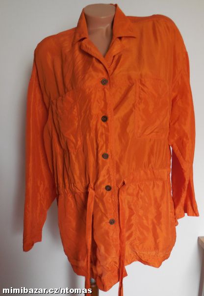 Luxusní oranžový jemný kabátek sako HEDVÁBÍ v.44