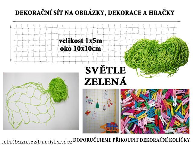 NOE-Síť dekorační světle zelená 5x1 m oko 10x10 cm