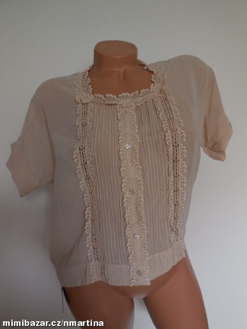 Béžový top s krajkou, v.M-L