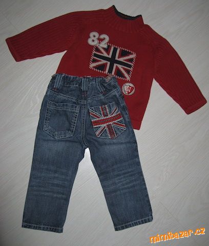 Komplet NEXT ENGLAND - červený svetr + rifle