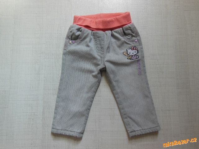 Nádherné teplé džíny/kalhoty Hello Kitty, vel.68/74