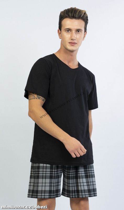 Pánské bavlněné pyžamo krátké rukávy šortky ALEŠ