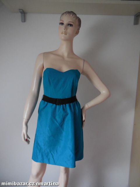 ZARA TRF tyrkysové šaty s páskem V. M /L