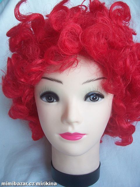 Karnevalová červená afro paruka