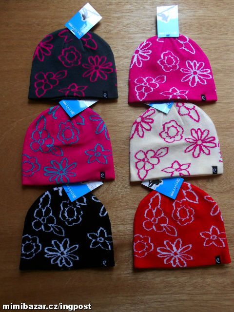 DVOJVRSTVÉ ZIMNÍ ČEPICE S KYTIČKAMI vel. 4-8 LET