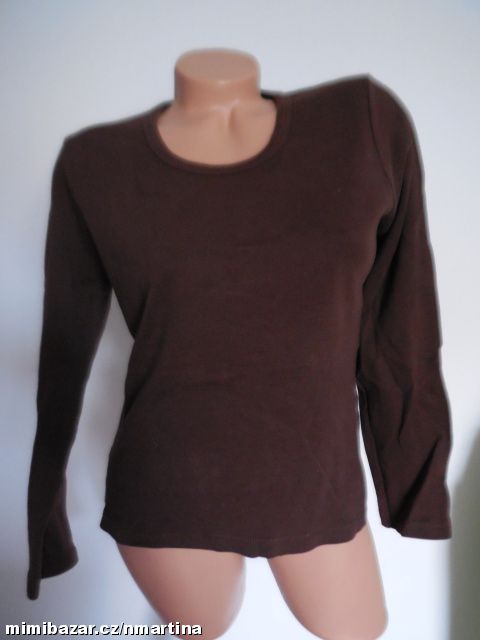 Hnědé bavlněné triko dlouhý rukáv MK, v.40