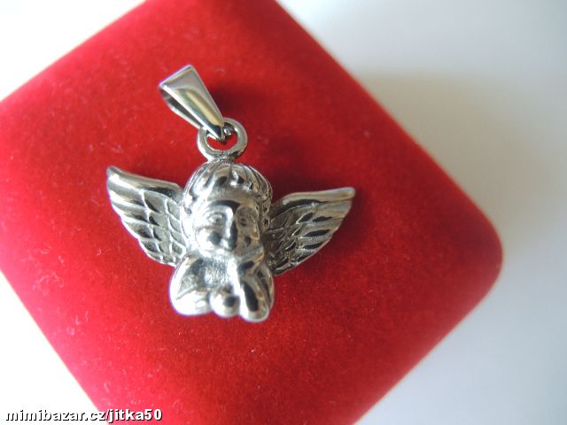 Přívěsek z chirurgické oceli - Anděl 25mm SKLADEM