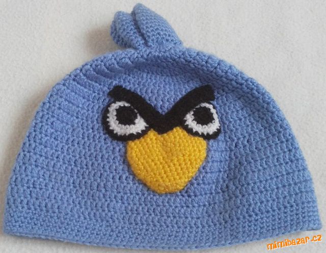 HÁČKOVANÁ ČEPICE-MODRÁK ANGRY BIRDS