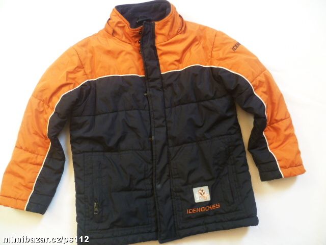 oranžová zimní bunda s hokejistou Alive vel. 128