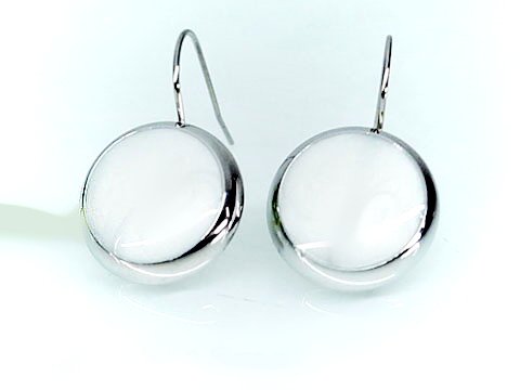 Náušnice na háčku, ocelové bílé SKLADEM