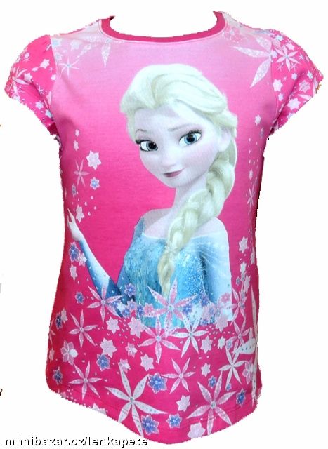 Neonově růžové tričko LEDOVÉ KRÁLOVSTVÍ ELSA