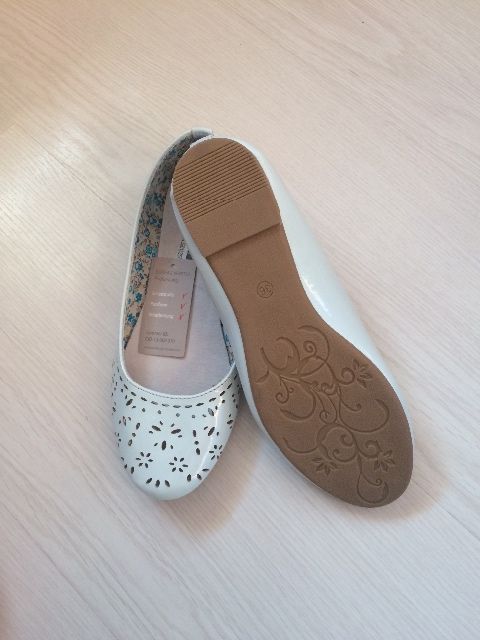 Bleděmodré baleríny s koženou stélkou