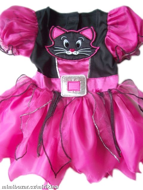 Karnevalové šaty s kočičkou pro malou čarodějnici