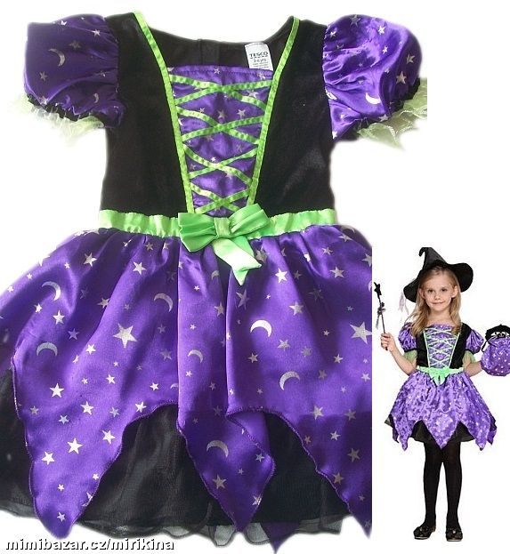 Karnevalové fialové šaty pro čarodějnici