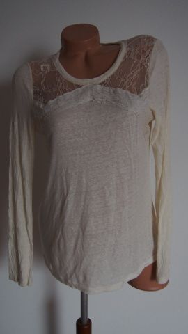 Smetanový svetřík s krajkou V. M lněný