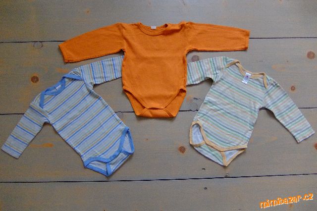 3x pruhované a oranžové body dlouhý rukáv